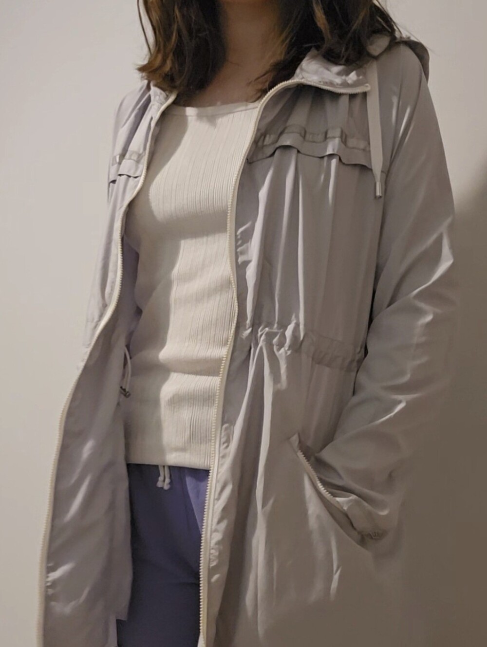 A Pea in the Pod Maternity Raincoat in Light Gray